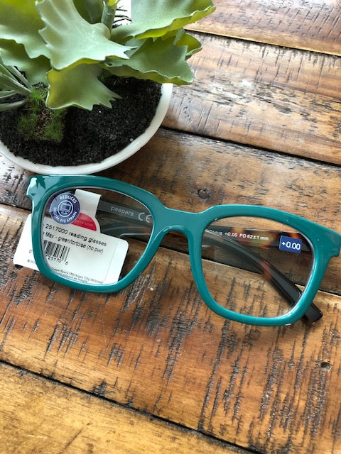 TEAL WITH LEOPARD GLASSES