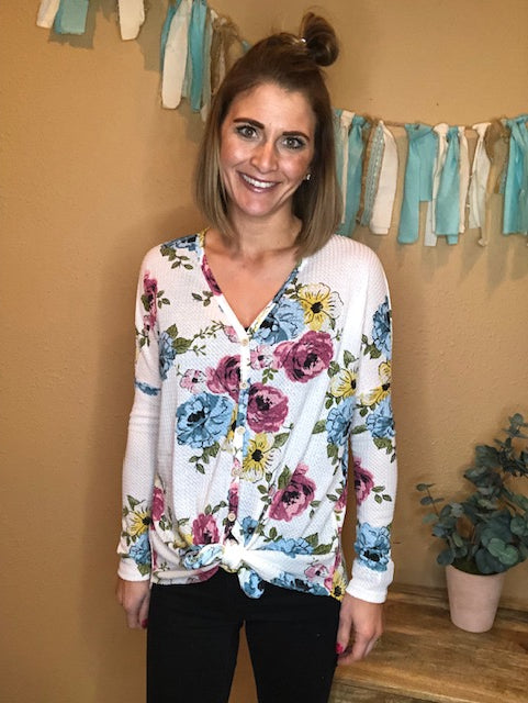 FLORAL WAFFLE TOP
