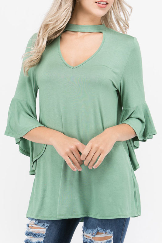 CHOKER TOP WITH BELL SLEEVES