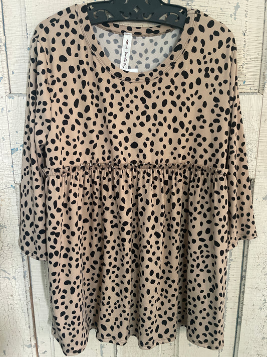 DALMATIAN PRINT 3/4 SLEEVE TOP