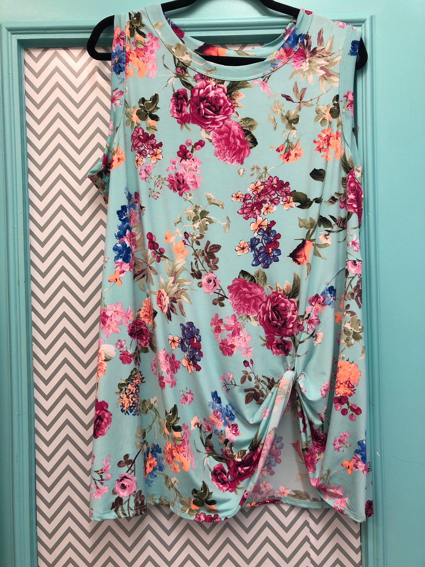 MINT FLORAL TANK {EXTENDED SIZE}