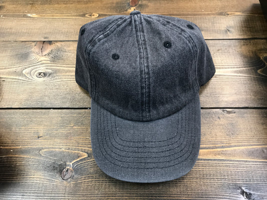 PLAIN DENIM BLACK BASEBALL HAT